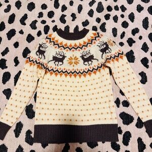 Kiel James Patrick Women's Deer Snowflake Fair Isle Crewneck Sweater M